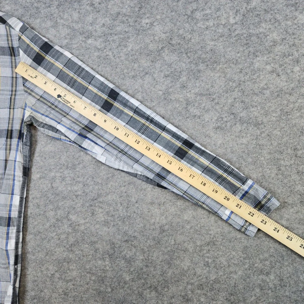 J Crew Men's Gray Plaid Button Down‎ Shirt Size XS 100% Cotton Preppy STAINING